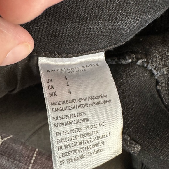 American Eagle AE Stretch Curvy Denim super high rise Shorts black sz 4 - Picture 5 of 9